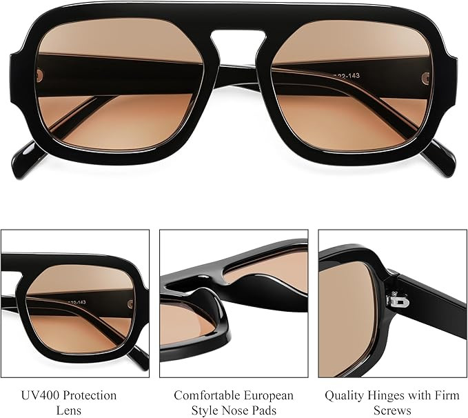 FEISEDY Retro Square Aviator Sunglasses Women Men 70s Vintage Trendy Plastic Frame Sun Glasses B4... | Amazon (US)