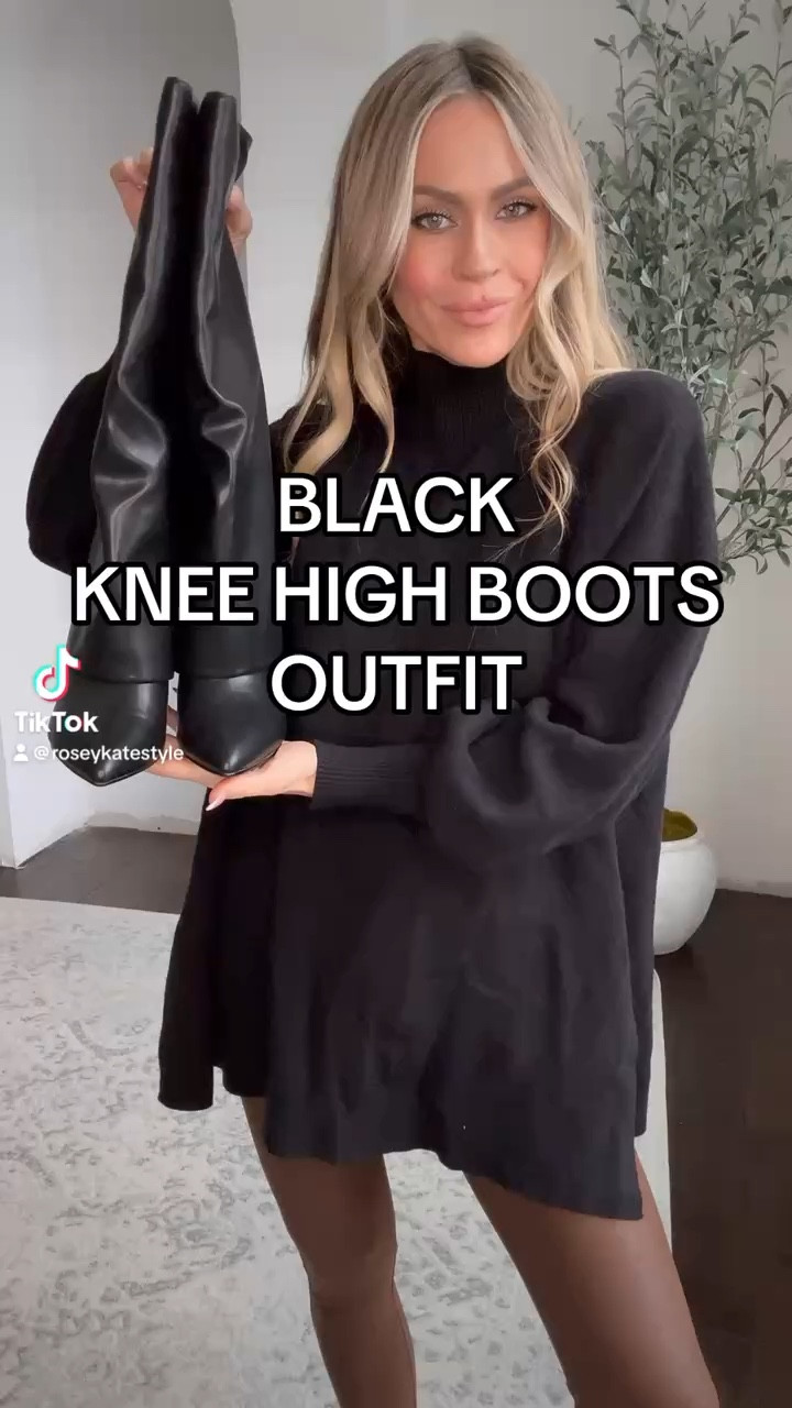 Black knee high boots outfit for winter - I started with brown faux leather leggings but black would work too! Added an oversized tunic sweater and thin black belt, then draped a plaid blazer over my shoulders. Finished the look with my favorite black knee high boots and a structured mini bag for an elevated outfit for winter

Sizing:
Leggings - xs
Sweater - small
Blazer - xs
Boots - run TTS



#LTKOver40 #LTKFindsUnder50 #LTKStyleTip