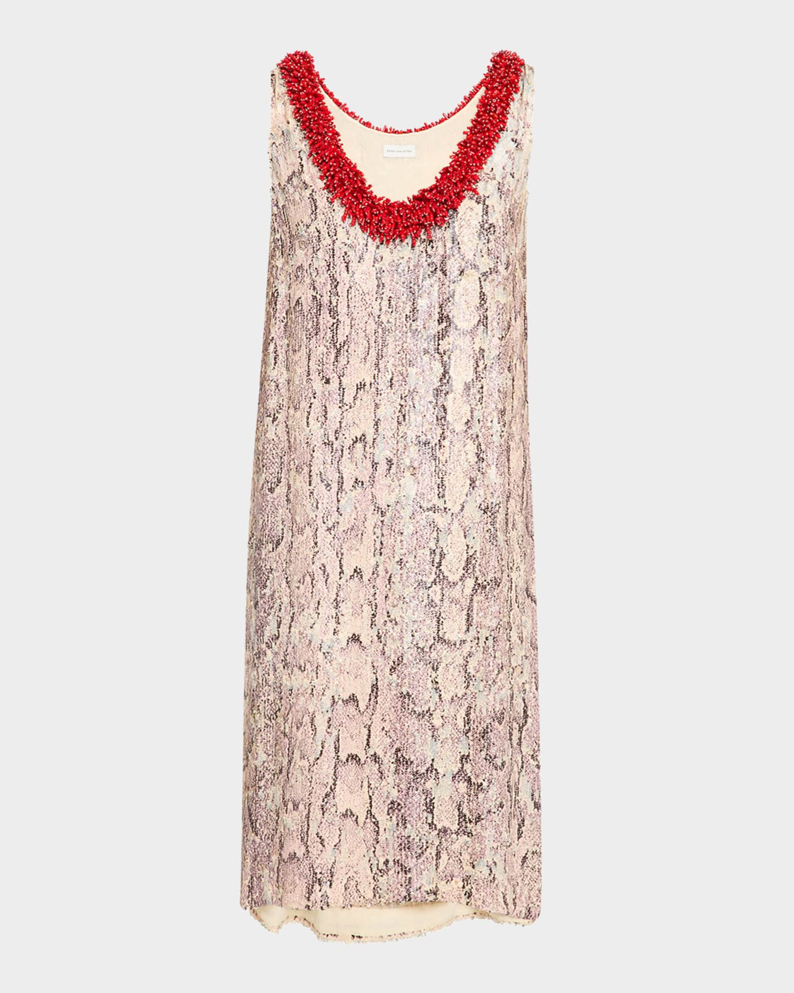Debis Plunging Snakeskin-Print Sequined Dress | Neiman Marcus