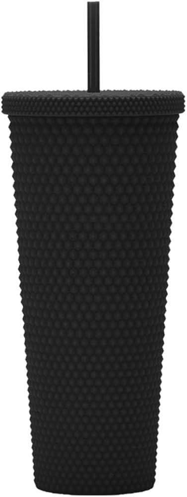 24oz Fully Studded Tumbler.Matte Black Studded Tumbler with Lid and Straw.Reusable Double Walled ... | Amazon (US)