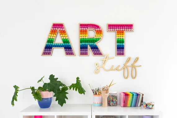 Rainbow Art Stuff wall decor, Craft Room | Etsy (US)