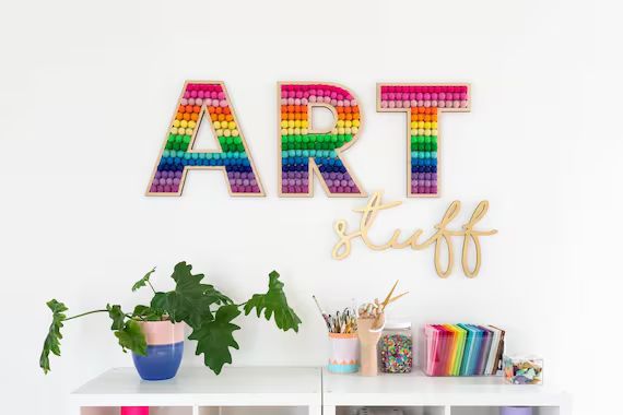 Rainbow Art Stuff wall decor, Craft Room | Etsy (US)