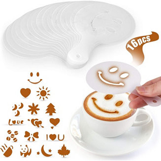 16 Pcs Plastic Decorative Coffee Art Stencils - Coffee Making Accessories | Macy's