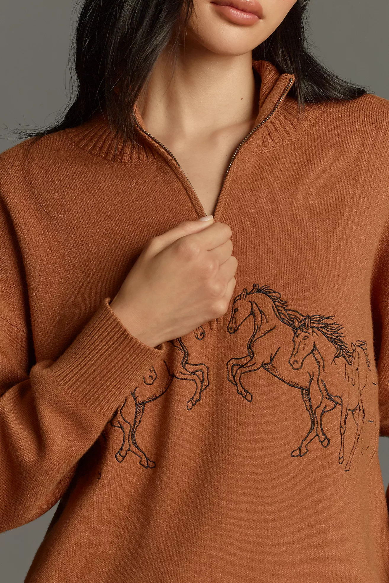 The Montana Mock-Neck Half-Zip Sweater by Maeve | Anthropologie (US)
