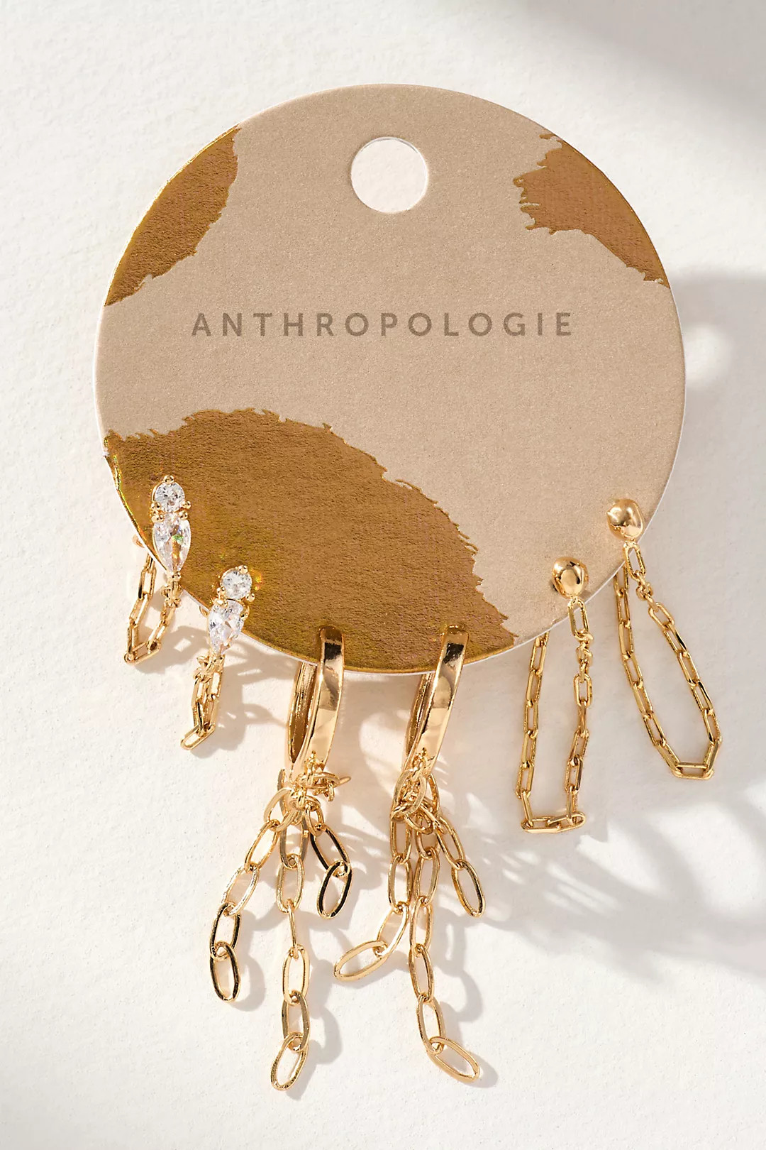 Drippy Chain Huggie Hoop Earrings, Set of 3 | Anthropologie (US)