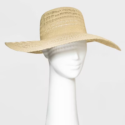 Women's Open Weave Wide Brim Straw Hat - A New Day™ | Target