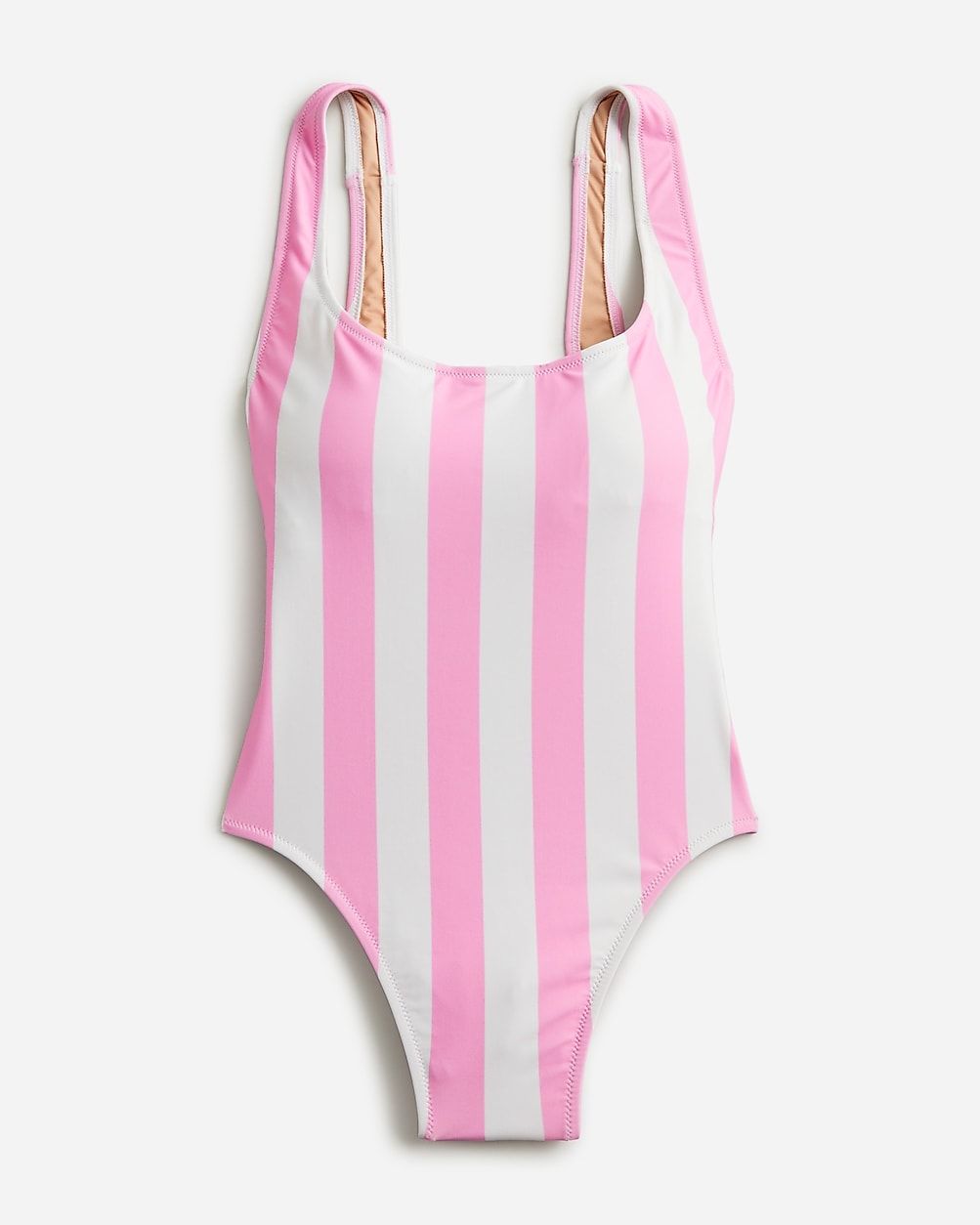 Scoopneck one-piece swimsuit in pink stripe | J.Crew US