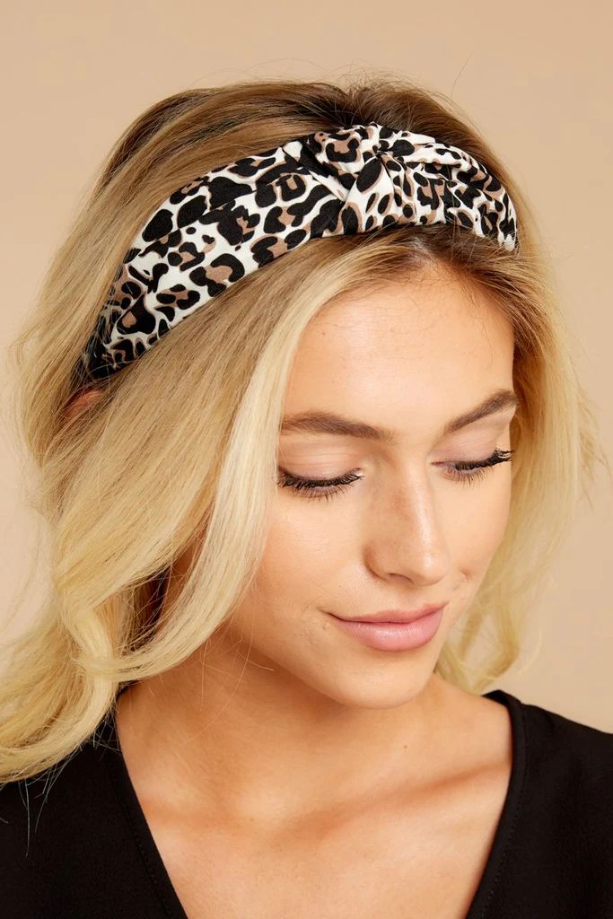 Knot Tamed White Leopard Print Headband | Red Dress 