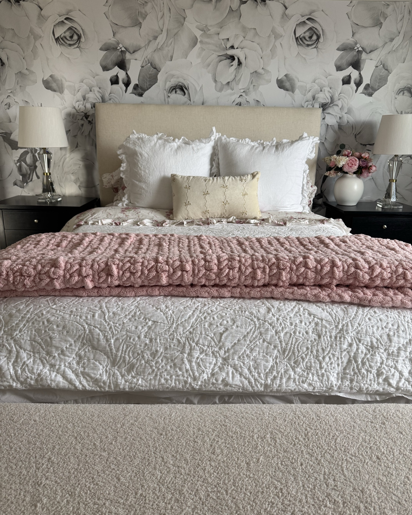 Valentine’s Bedroom Refresh. 
Soft layers and neutral tones for a calm, cozy bedroom. 
#ltkbedroom #ltkbedroomdecor #softaesthetic #layeredhome #cozyseason #valentineshome

#LTKSeasonal #LTKHome #LTKValentine