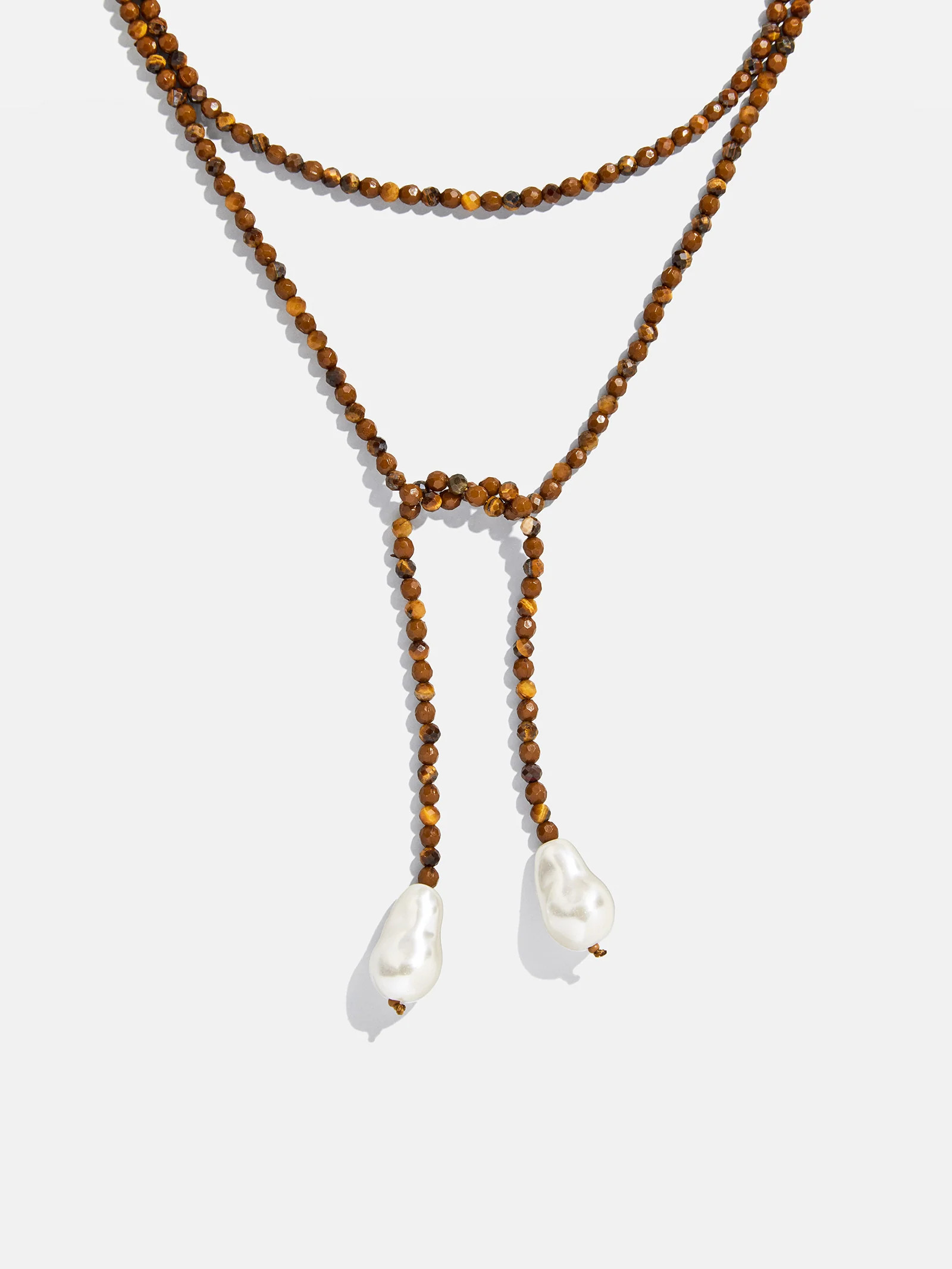 Semi-Precious Pearl Wrap Necklace - Tiger's Eye | BaubleBar