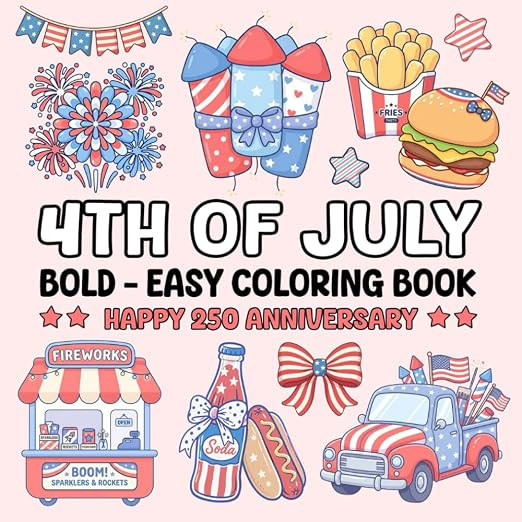 4th of July Bold And Easy Coloring Book: 50 Patriotic Coloring Pages Featuring America Symbols, 2... | Amazon (US)