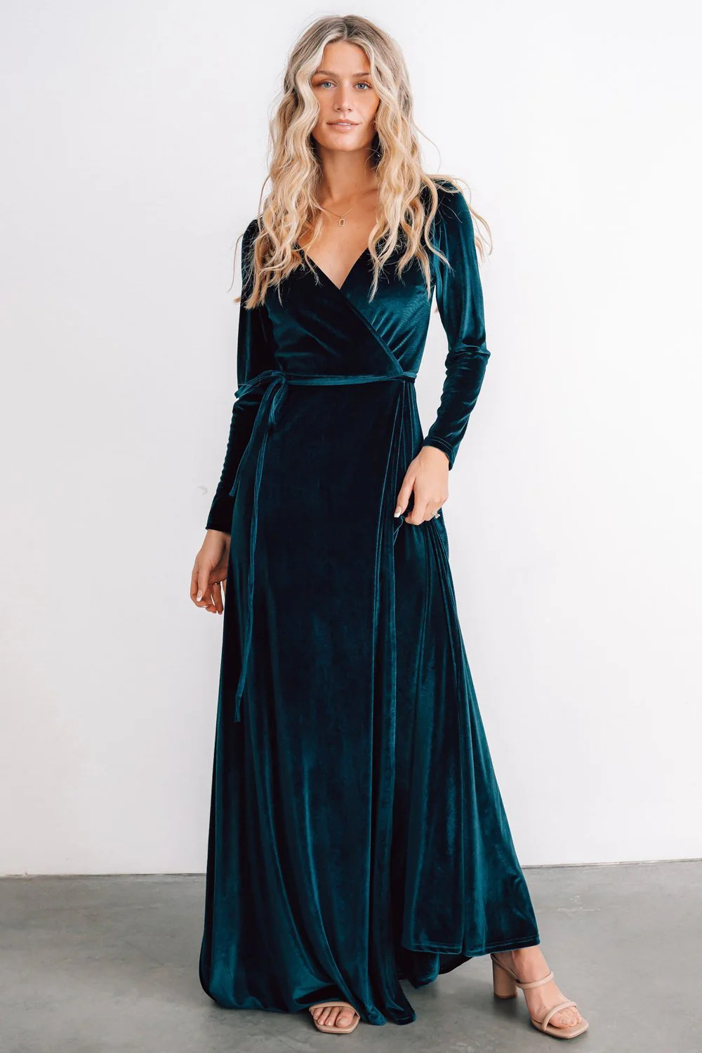 Esmerelda Velvet Wrap Maxi Dress | Jade | Baltic Born