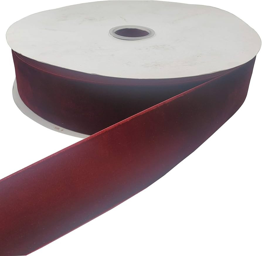 10 Yards Velvet Ribbon Spool(Wine, 2") | Amazon (US)