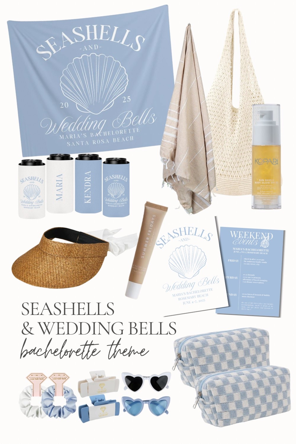 Seashells and Wedding Bells bachelorette trip theme 🐚