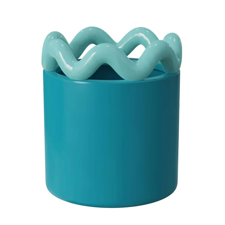 Mainstays Peyson 6" x 6" x 6.9" Round Teal Thunder Ceramic Planter | Walmart (US)