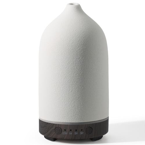 Diffuserlove Ceramic Diffuser 160ML Essential Oil Diffusers Aromatherapy Essential Oil Diffuser for Room Air Diffuser for Home Bedroom Stone Diffuser Black Wood Pattern Base (Size:6.8" H x 3.6" W) | Amazon (US)