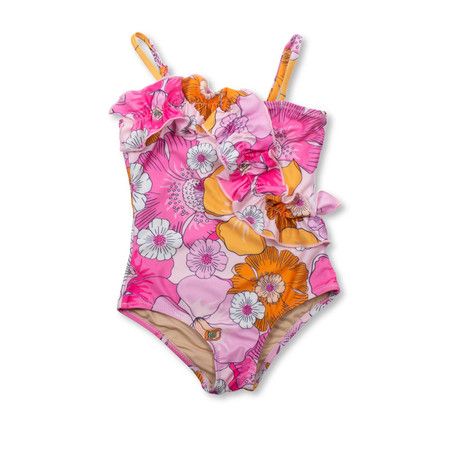 Blooming Hibiscus Ruffle One Piece Swimsuit 6m-10 | Shade Critters