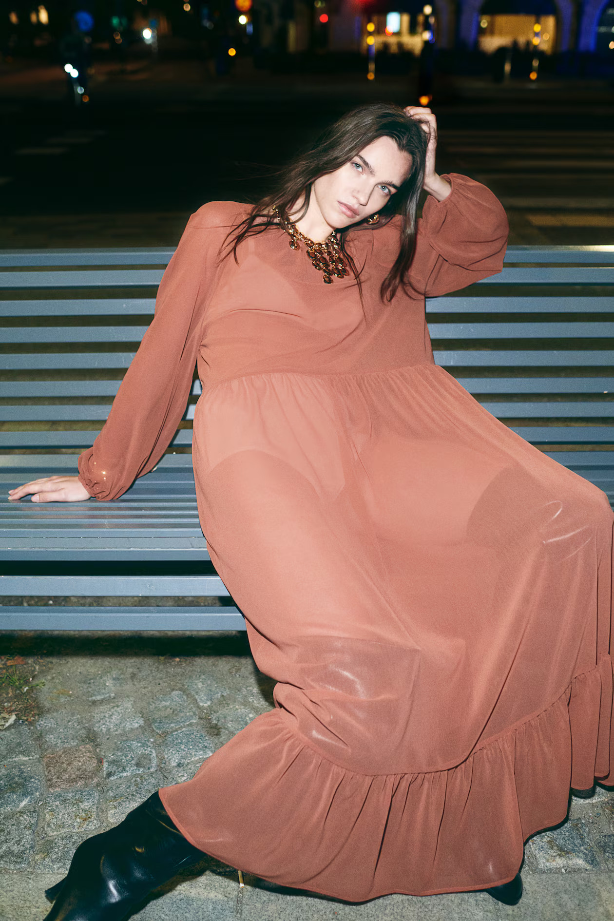 Balloon-Sleeved Chiffon Dress | H&M (US + CA)