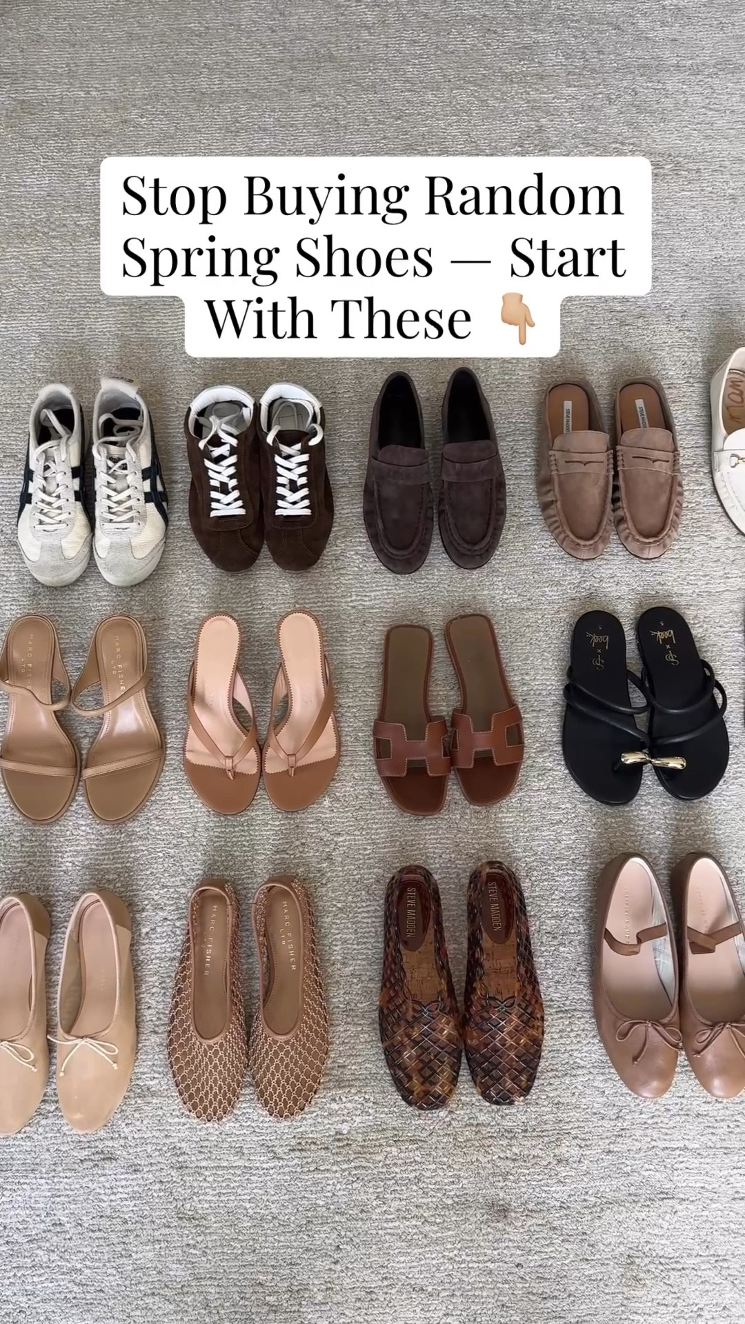 Spring shoe roundup. You should have a mix of:

Ballet flats
Loafers
Simple heeled sandals
Simple flat sandals
Minimal sneakers 
Flats - jelly, mesh, woven, netted  

#LTKmomlife #LTKPetite
