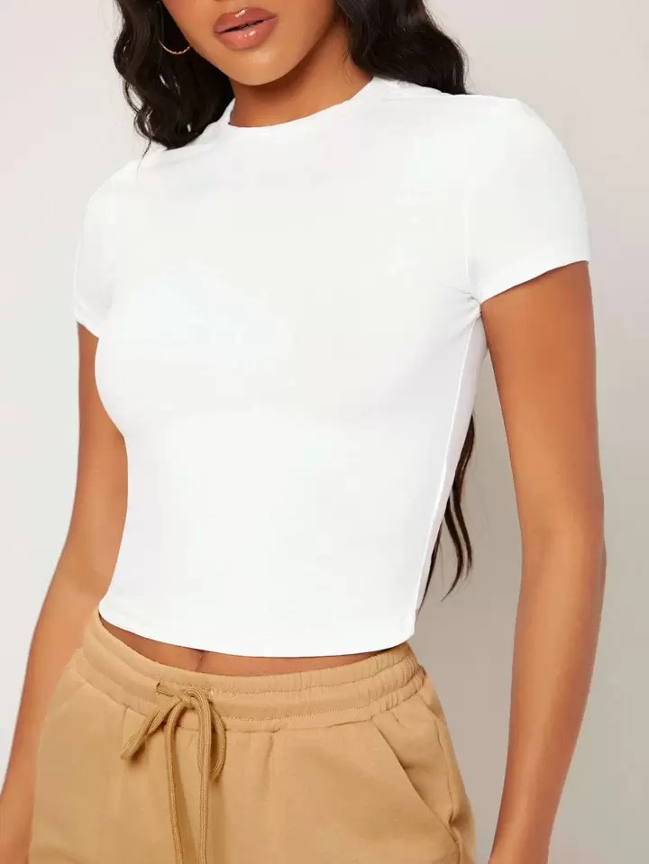 SHEIN BASICS Solid Form Fitted Tee | SHEIN