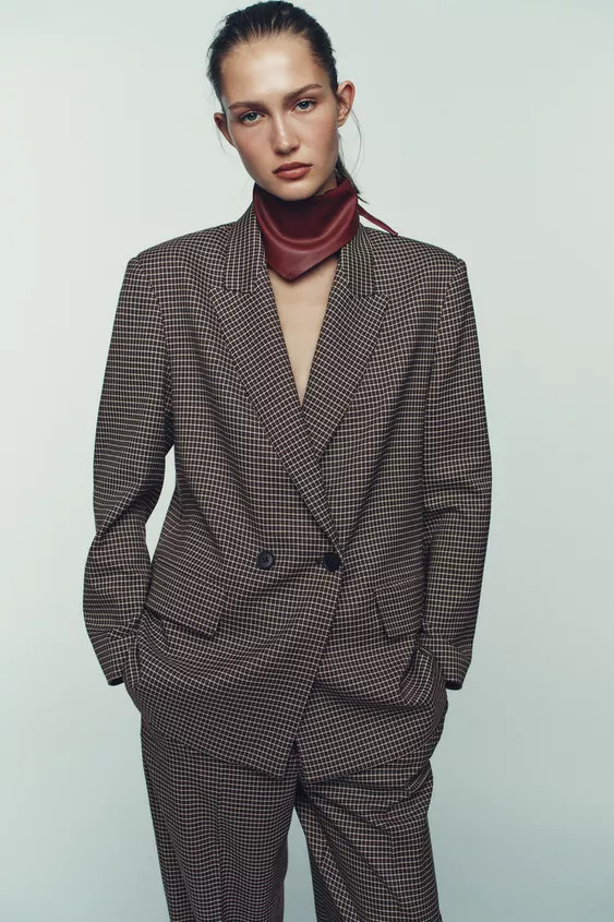 OVERSIZED PLAID DOUBLE-BREASTED BLAZER | Zara US