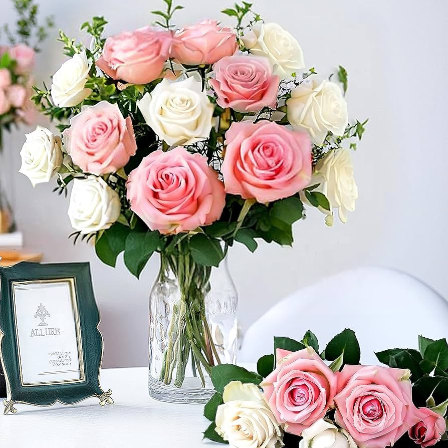 20PCS Artificial Roses with Long Stems - Realistic Silk Flowers, Fake Roses Bouquet of Roses for ... | Amazon (US)