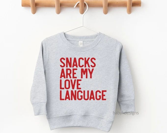Snacks Are My Love Language Funny Valentines Shirt Toddler - Etsy | Etsy (US)