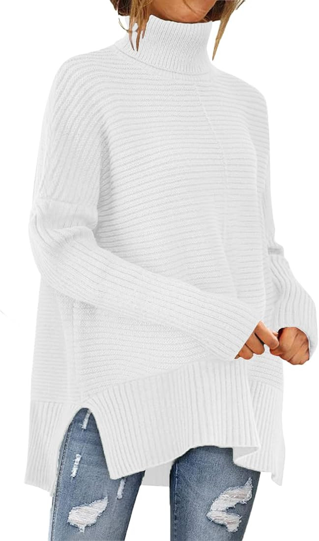 MixShe Womens Sweaters Fall Fashion Clothes Long Sleeve Tops Casual Turtleneck Shirts Ladies Tren... | Amazon (US)