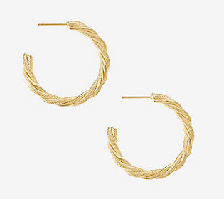 Ettika Polished & Textured Twisted Hoop Earrings | QVC