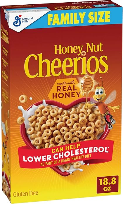 Honey Nut Cheerios, Heart Healthy Gluten Free Breakfast Cereal with Whole Grain Oats, Family Size... | Amazon (US)