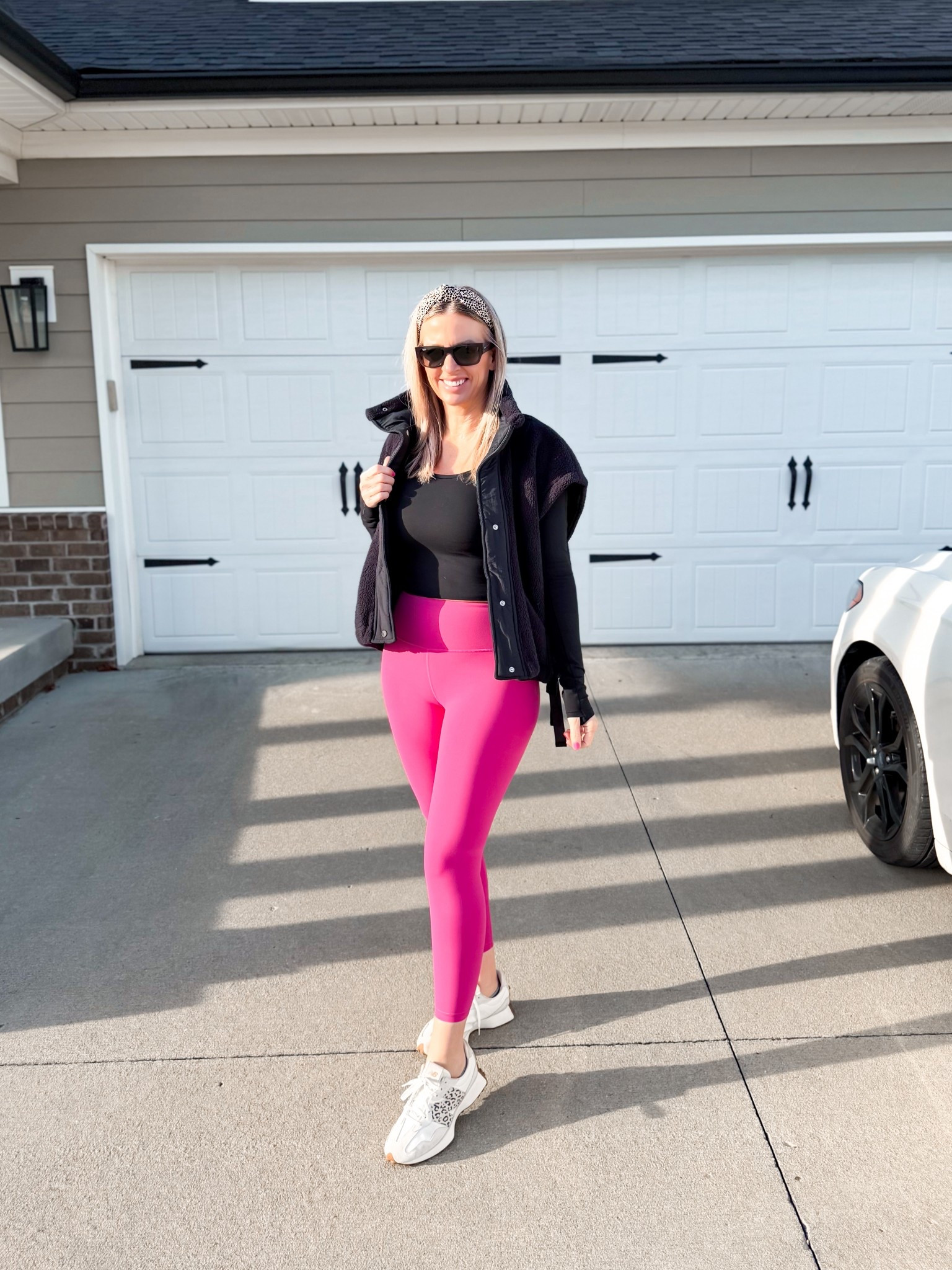 OOTD, pink leggings, fleece vest; new balance sneakers, activewear, athleisure style, winter fashion 

#LTKSaleAlert #LTKootd #LTKTall