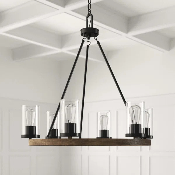 Corrie 6 - Light Shaded Wagon Wheel Chandelier | Wayfair North America