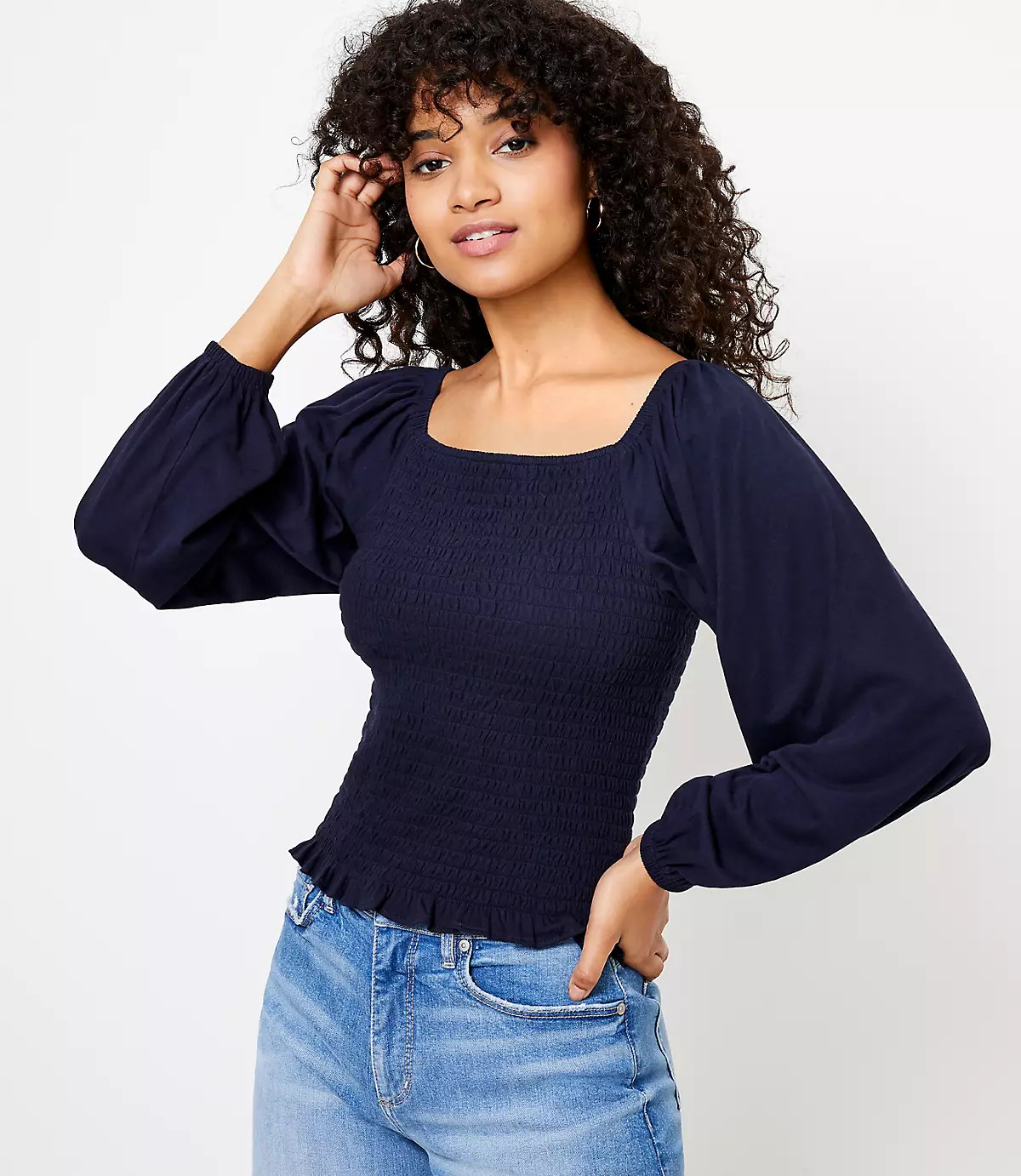 Smocked Puff Sleeve Top | LOFT