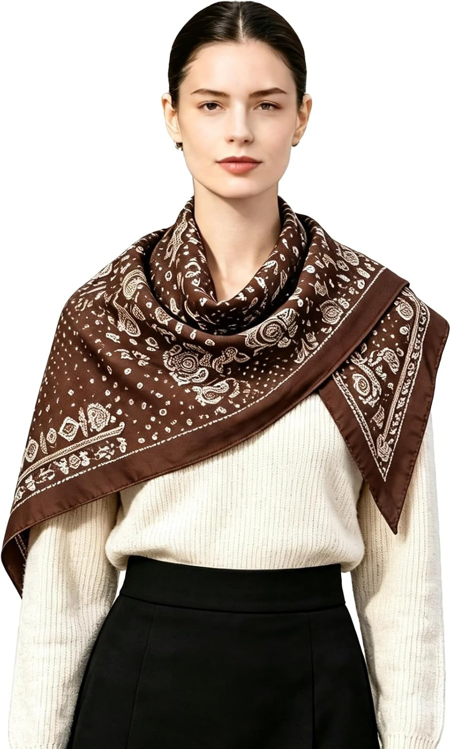 35" Head Scarf Large Square Scarf Like Cotton Hairscarf Fashion Scarves Bandana Night Sleeping Wraps for Women B01 | Amazon (US)