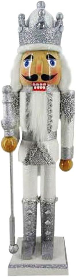 Christmas Holiday Wooden Nutcracker Figure Soldier with Traditional Silver and White Glitter Jack... | Amazon (US)