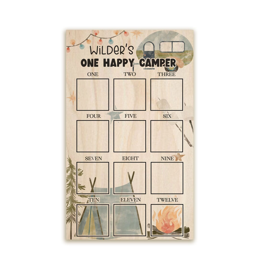 Happy Camper One Year of Baby, First Year Board 1st Birthday Picture Board, First Birthday Displa... | Etsy (US)