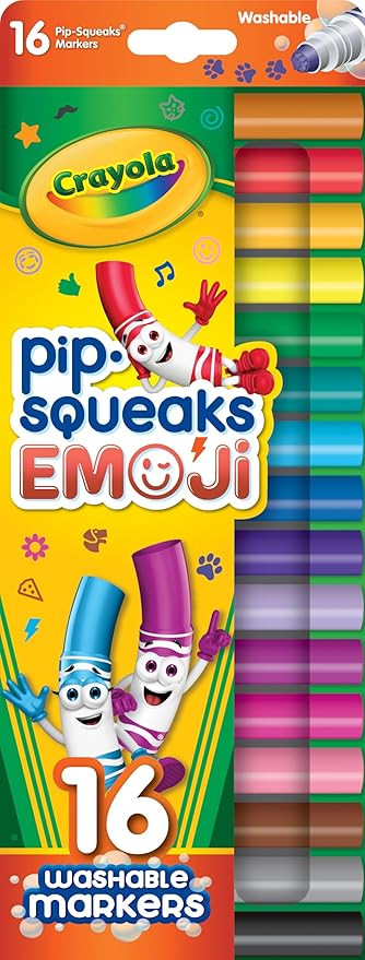 Crayola Emoji Pip Squeaks Washable Markers (16ct), Toddler Mini Stamper Marker Set, Stocking Stuf... | Amazon (US)