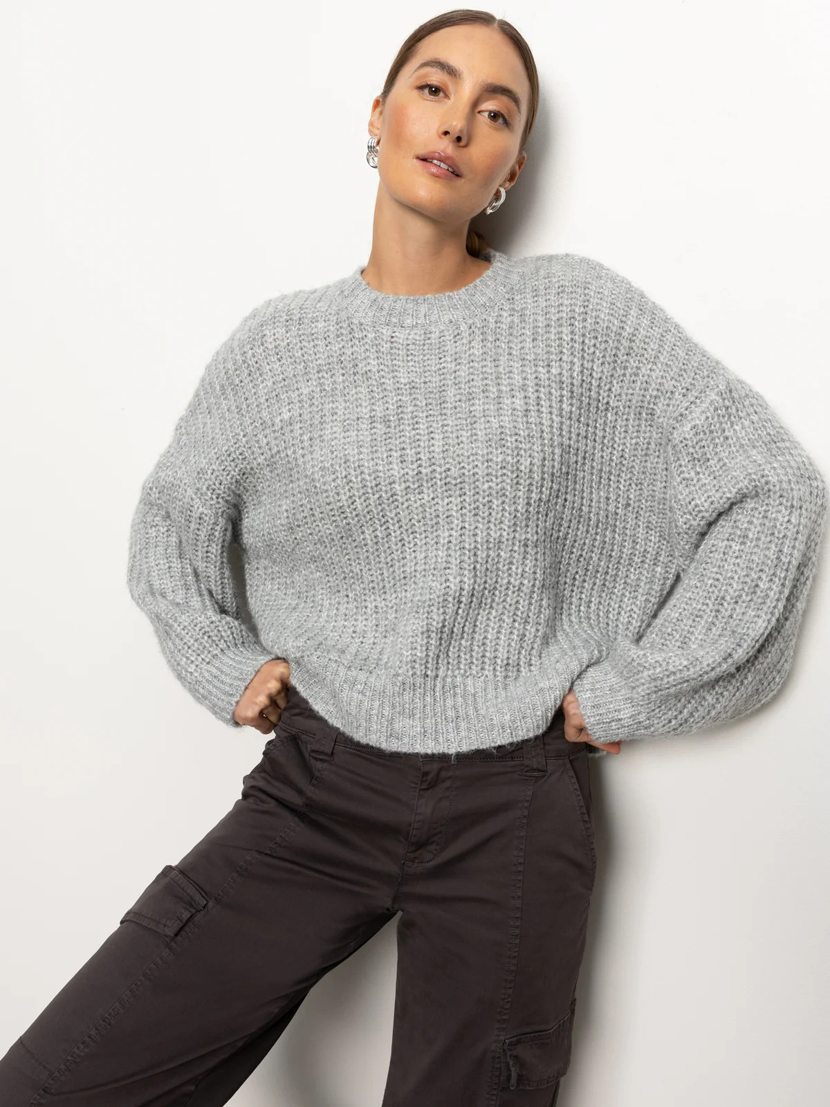 Fuzzy Volume Sleeve Sweater Heather Grey | Sanctuary Clothing