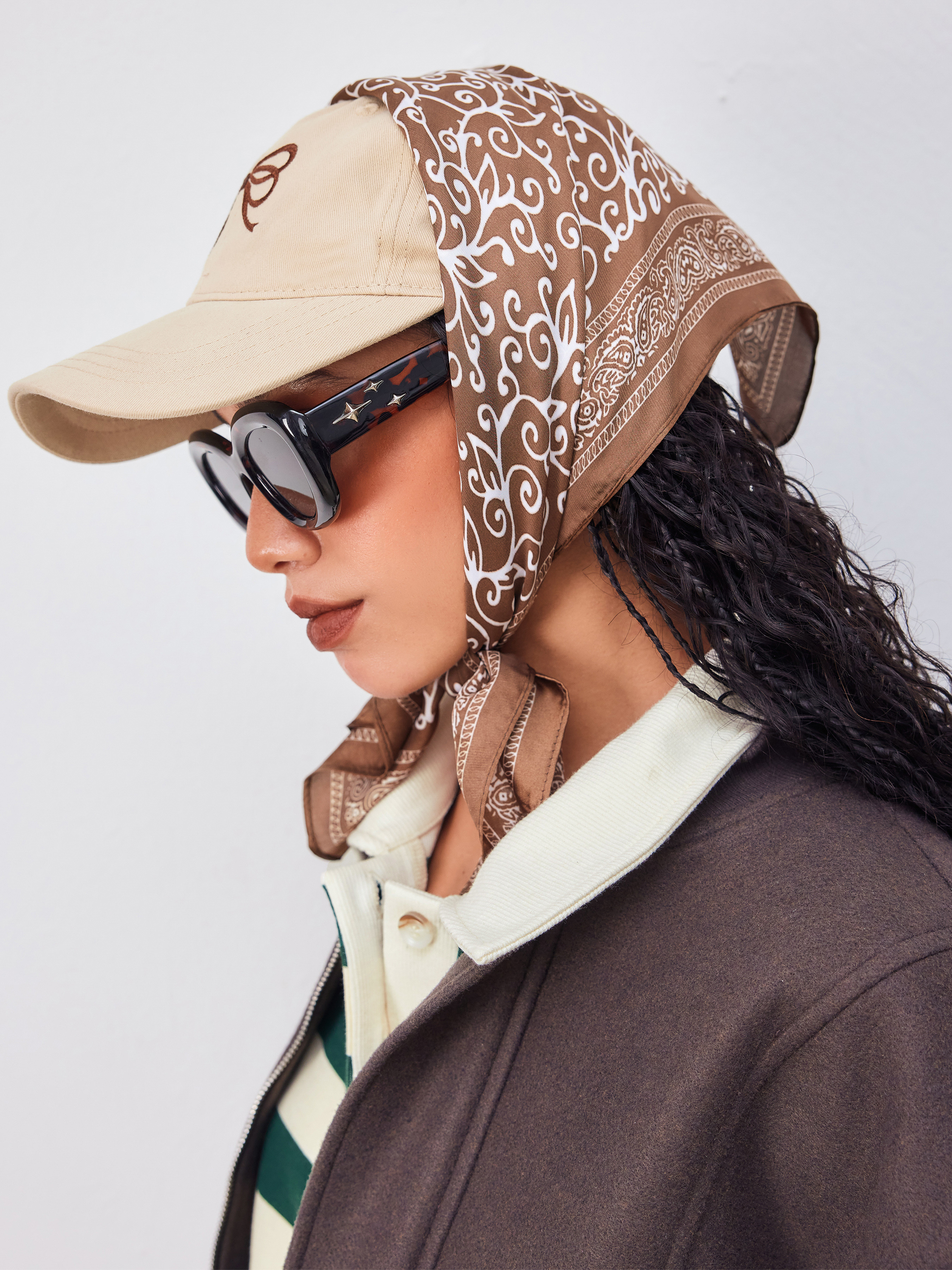 FLORAL SQUARE HEADSCARF For Daily Casual Picnic Vacation | Cider