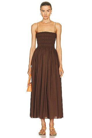 Matteau Shirred Bodice Dress in Sable | FWRD | FWRD 