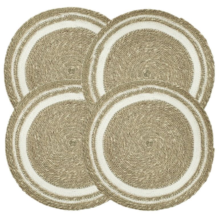 My Texas House Remi Seagrass 15" Round Placemats, 4 Pack, Natural - Walmart.com | Walmart (US)