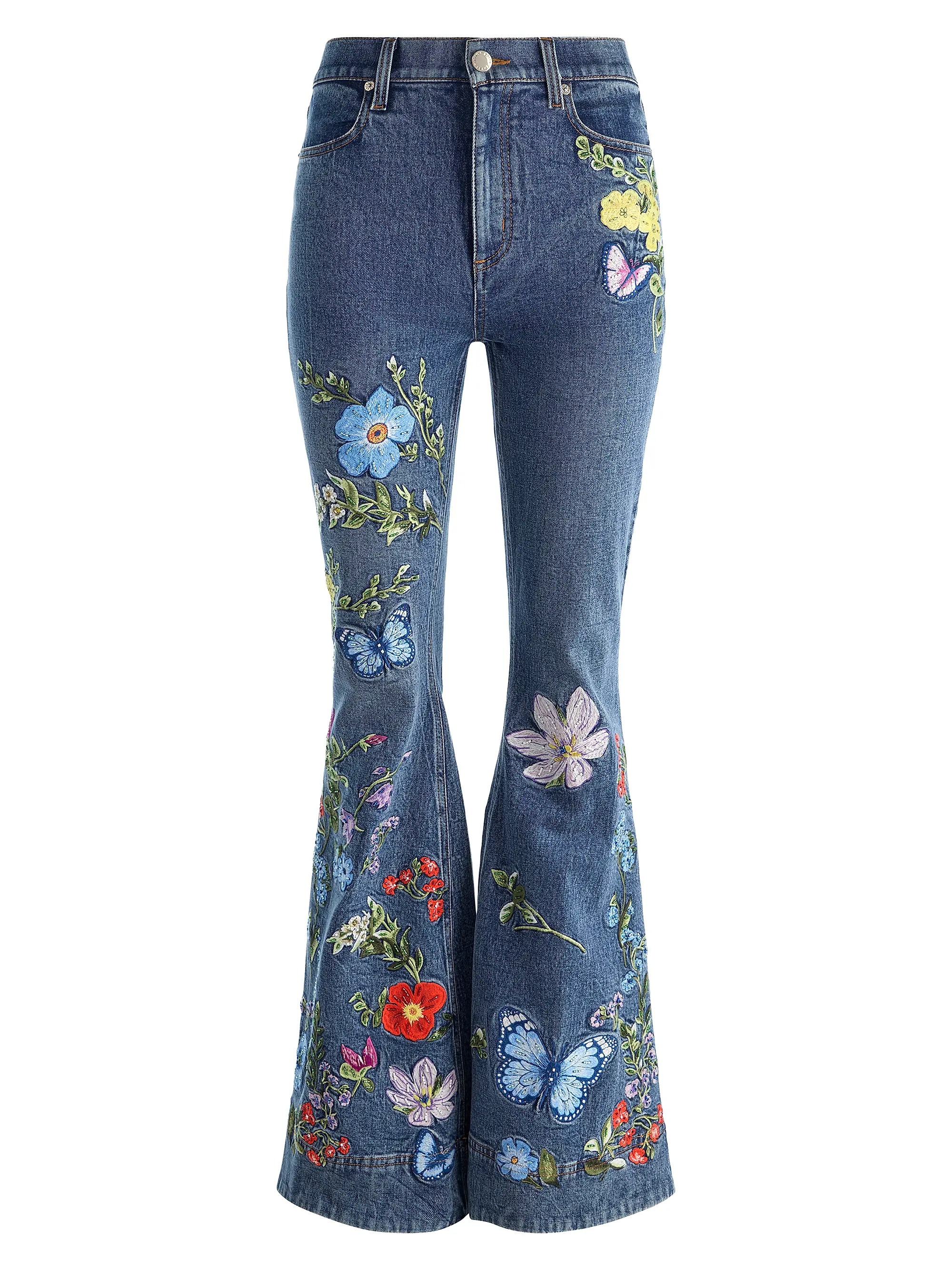 Beautiful Embroidered High-Rise Bell-Bottom Jeans | Saks Fifth Avenue