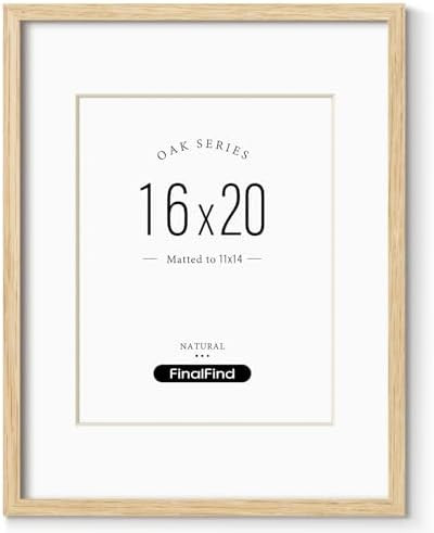 FinalFind Minimalist 16x20 Frames with Mat for 11x14, Natural Solid Oak Wood 16x20 Frame, Lightwe... | Amazon (US)
