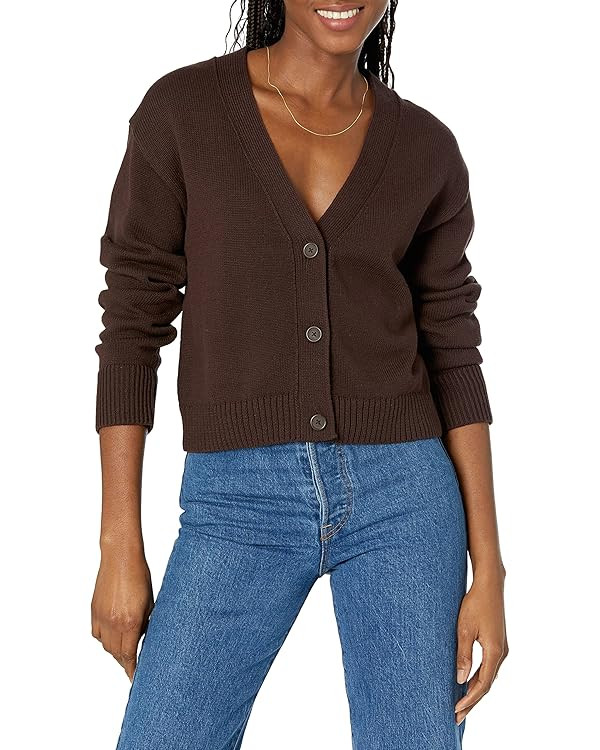 Amazon Essentials Women's Relaxed Fit V-Neck Cropped Cardigan | Amazon (US)