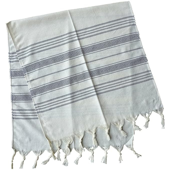 Dandelion - Ivory Basic Pattern - Set of 2 Naturally-Dyed Cotton Turkish Hand Towels Peshkir - 38x19 | Amazon (US)