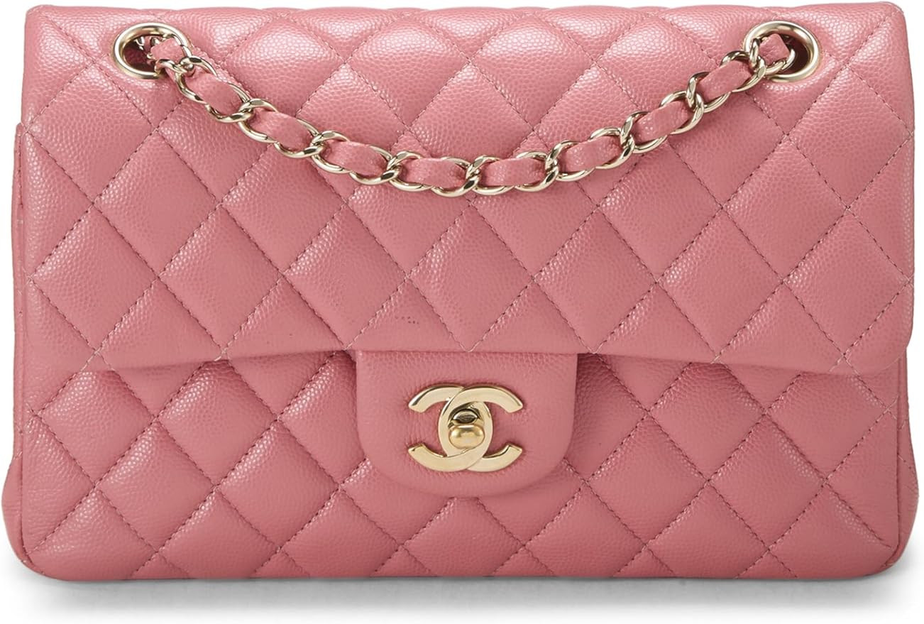 Amazon.com: Chanel, Pre-loved Pink Quilted Caviar Classic Double Flap Small, Pink : Amazon Luxury | Amazon (US)