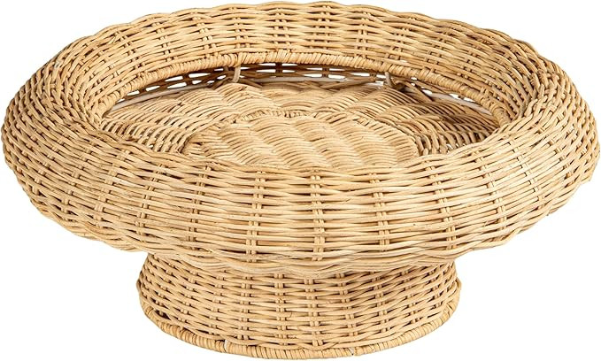Bloomingville Round Hand-Woven Rattan Pedestal Bowl, Natural | Amazon (US)