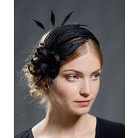 Black Feather Fascinator With Veil, Elegant Headband | Etsy (US)