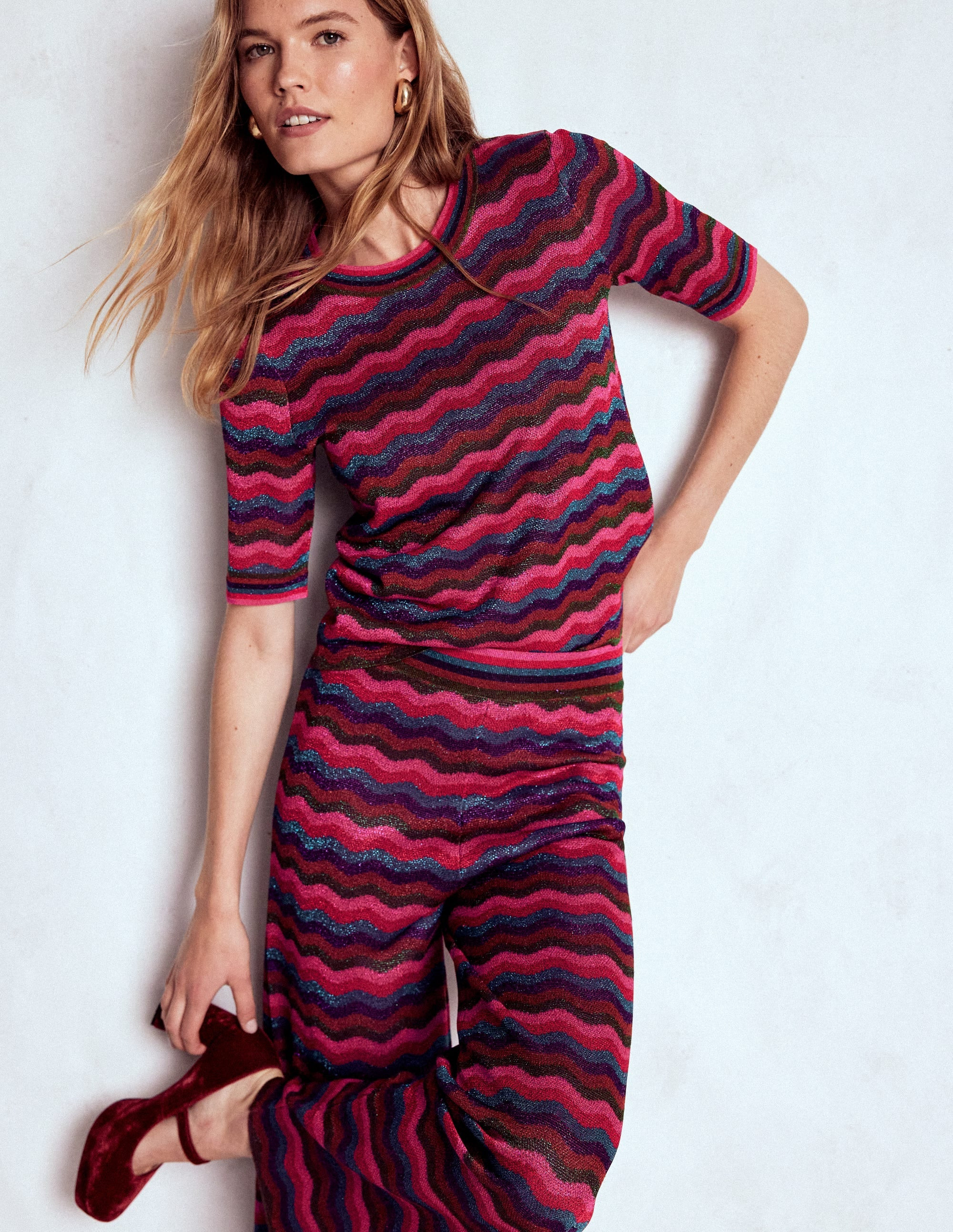 Jacquard Knitted T-Shirt-Multi | Boden (US)