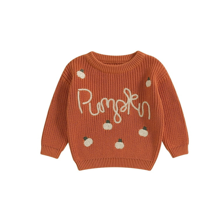 Licupiee Toddler Baby Girls Boy Halloween Knit Sweater Long Sleeve Pumpkin Print Round Neck Pullo... | Walmart (US)